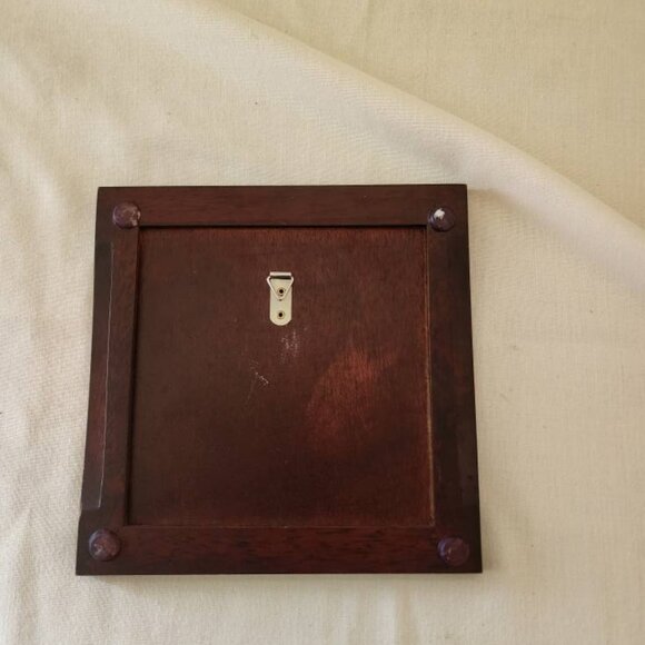 8" Square Faith Ceramic Tile Wall Plaque Brown Wood Frame Warm Colors - Picture 9 of 10